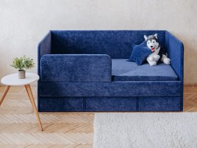Диван-кровать Happy (синий) в Убинском - ubinskoe.mebel-nsk.ru | фото