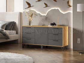 Комод (1500) Флэш (дуб крафт/браш графит) в Убинском - ubinskoe.mebel-nsk.ru | фото