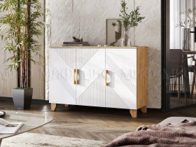 Комод Ирис (дуб крафт/браш вайт) в Убинском - ubinskoe.mebel-nsk.ru | фото
