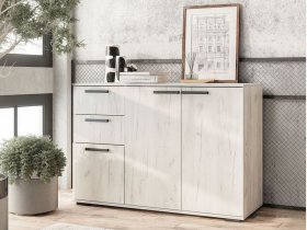 Комод Стандарт-3 NEW (дуб крафт белый) в Убинском - ubinskoe.mebel-nsk.ru | фото