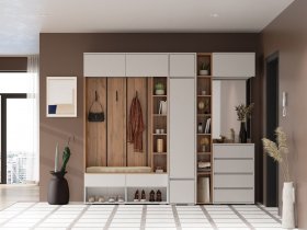 Модульная прихожая 2,4 м Прага (кашемир) в Убинском - ubinskoe.mebel-nsk.ru | фото