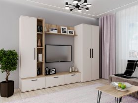 Модульная стенка Верона (сатин/дуб крафт серый) в Убинском - ubinskoe.mebel-nsk.ru | фото