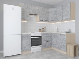 Модульная угловая кухня 1,4м*2,1м Лада (цемент) в Убинском - ubinskoe.mebel-nsk.ru | фото