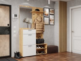 Прихожая Монтана (дуб крафт золотой/белый) в Убинском - ubinskoe.mebel-nsk.ru | фото