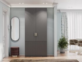 Шкаф двухстворчатый Эккервуд (Нью) (графит) в Убинском - ubinskoe.mebel-nsk.ru | фото