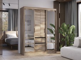 Шкаф-купе ШКК-06 Энигма (венге/дуб каньон) в Убинском - ubinskoe.mebel-nsk.ru | фото
