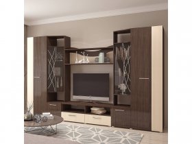 Стенка Гамма (дуб венге/дуб молочный) в Убинском - ubinskoe.mebel-nsk.ru | фото