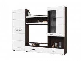 Стенка ГС-01 Либерти (венге/белый глянец) в Убинском - ubinskoe.mebel-nsk.ru | фото