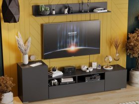 Стенка «Сильвия» (графит серый) в Убинском - ubinskoe.mebel-nsk.ru | фото