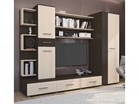 Стенка Верона (дуб венге/дуб молочный) в Убинском - ubinskoe.mebel-nsk.ru | фото