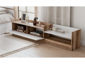 Тумба под ТВ Брауни (дуб делано/белый) в Убинском - ubinskoe.mebel-nsk.ru | фото
